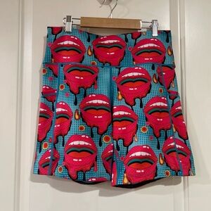 💋💋Constantly Varied Gear ‘CVG’ Bike Shorts - Juicy Pink Lips & Blue Print💋💋